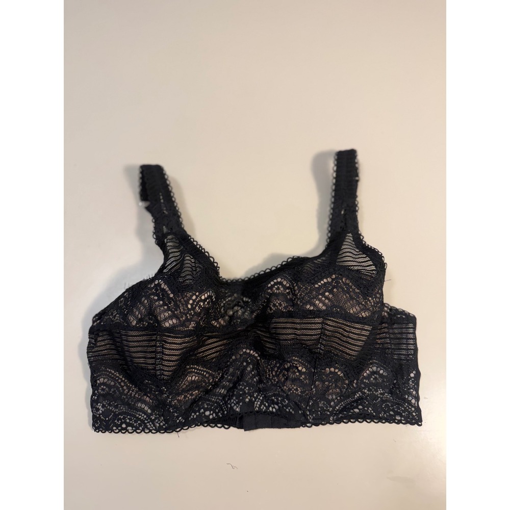 Victoria's Secret Dream Angels Black Lace Lined Demi Bra 34D Underwire Scalloped